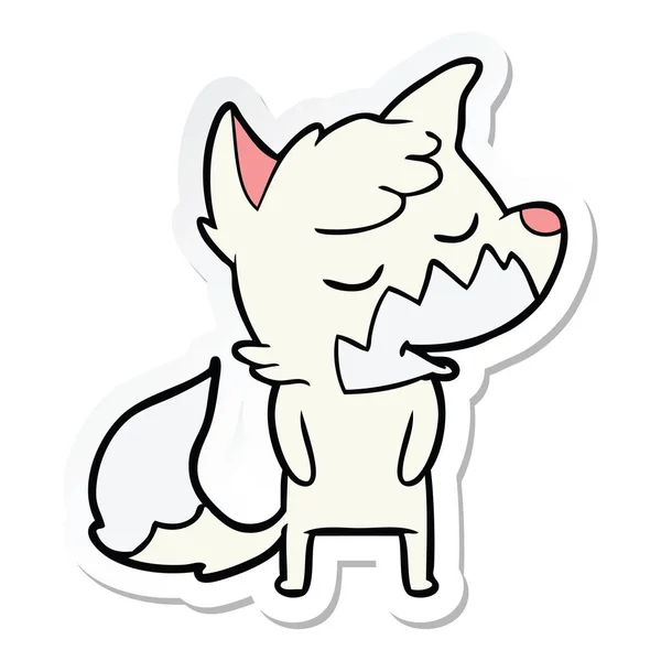 Sticker van een vriendelijke cartoon fox — Stockvector