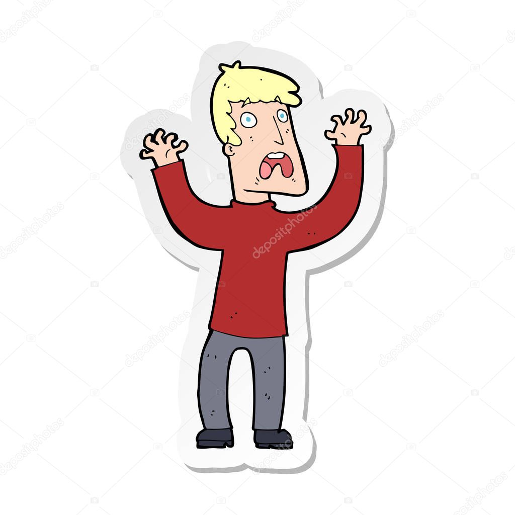 sticker of a cartoon frightened man