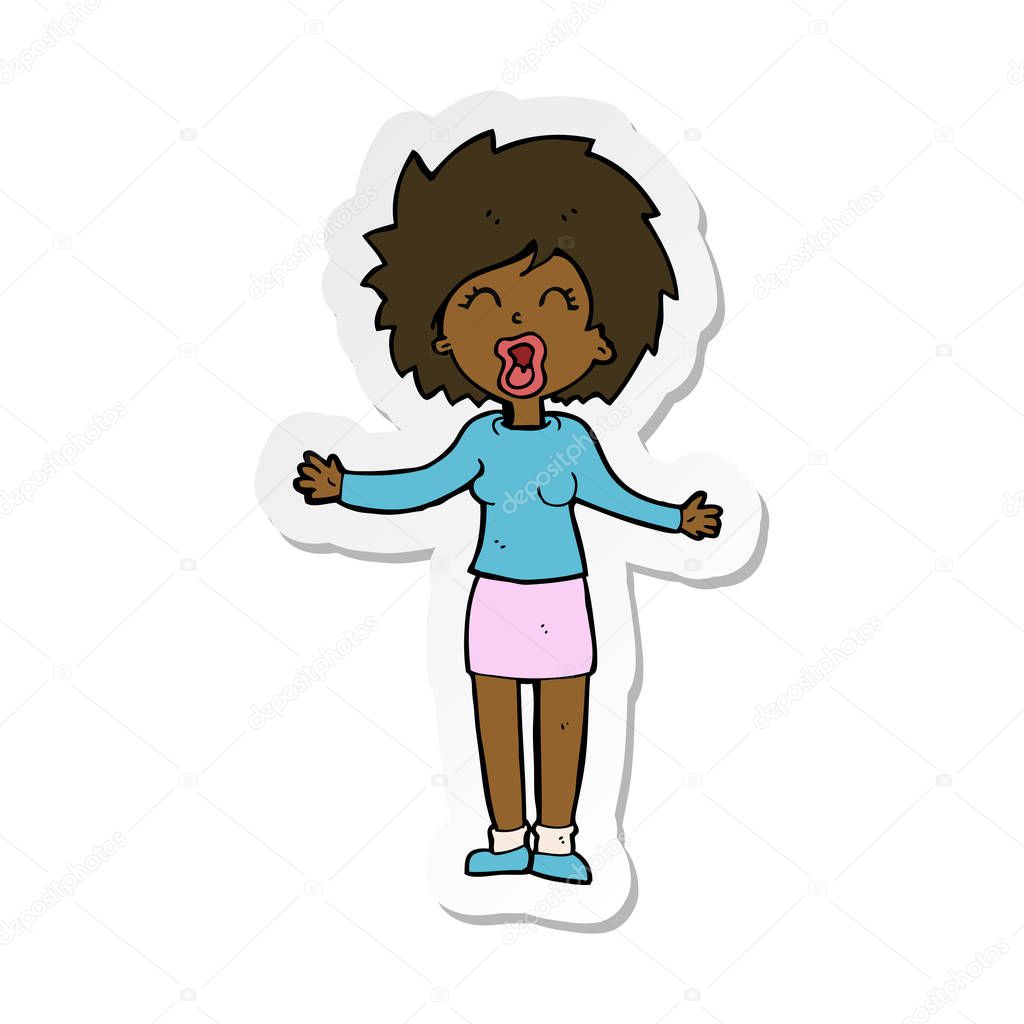 sticker of a cartoon loud woman