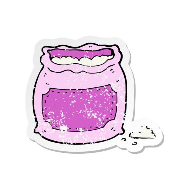 Retro sıkıntılı etiket un bir karikatür pembe çanta