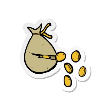 etiket para bir karikatür çanta