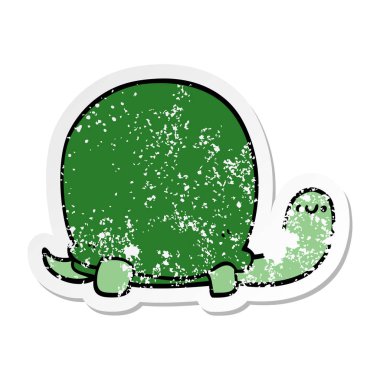 sevimli çizgi kaplumbağa sıkıntılı etiket