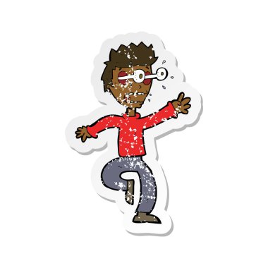 bir karikatür dostum dışarı haşhaş gözlü dehşete Retro sıkıntılı etiket