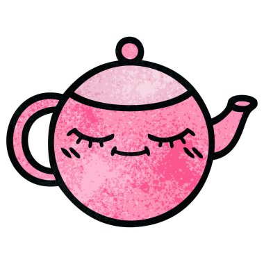 Retro grunge doku karikatür çaydanlık