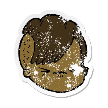 bir çizgi film kadın yüzü sıkıntılı etiket