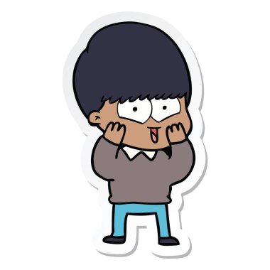 etiket bir karikatür mutlu çocuk