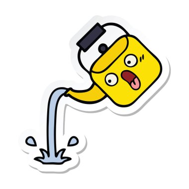 su ısıtıcısı dökülen bir sevimli çizgi etiket