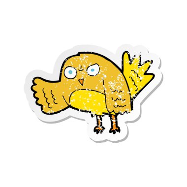 kızgın karikatür kuş Retro sıkıntılı etiket