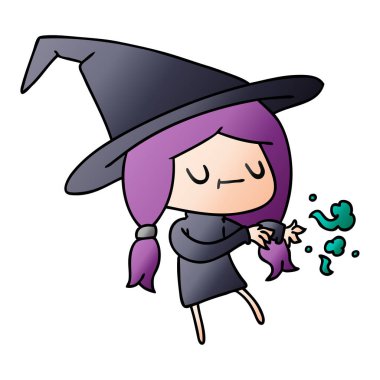 şirin kawaii cadı degrade çizgi film