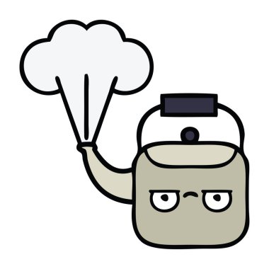 dumanı tüten bir Kettle sevimli çizgi