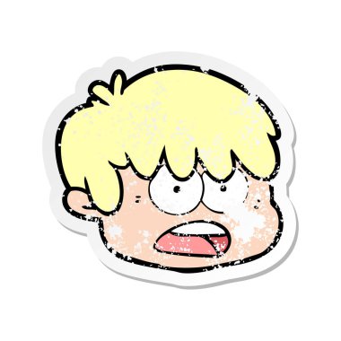 bir çizgi film erkek yüz sıkıntılı etiket