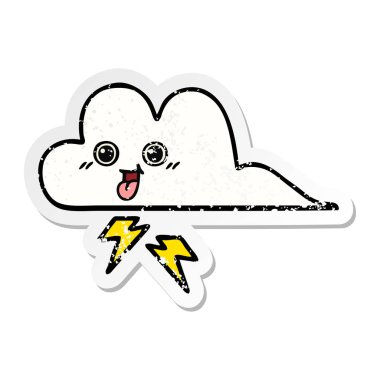 sevimli çizgi fırtına bulutu sıkıntılı etiket