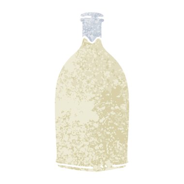 Retro illüstrasyon stil ilginç karikatür süt şişesi