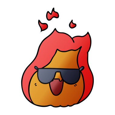 El degrade çizgi film kawaii alevler perdeler