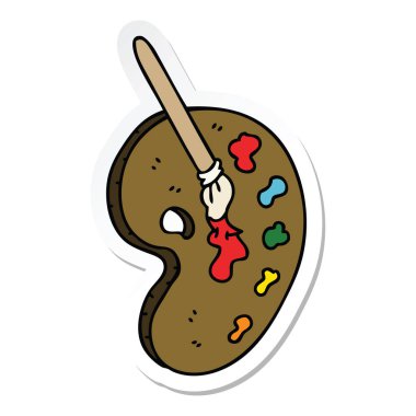 ilginç bir el etiket çizgi film sanat pallette çizilmiş