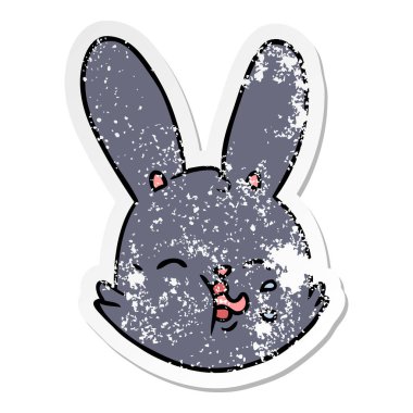 bir karikatür komik tavşan yüz sıkıntılı etiket