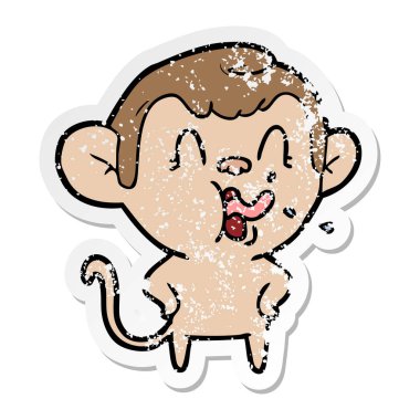 bir deli karikatür maymun sıkıntılı etiket