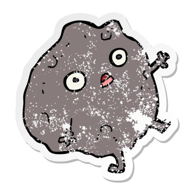 düşen bir karikatür kaya sıkıntılı etiket