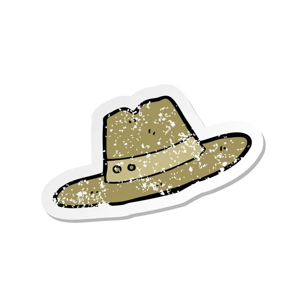 Retro Distressed Sticker Cartoon Hat — Stock Vector
