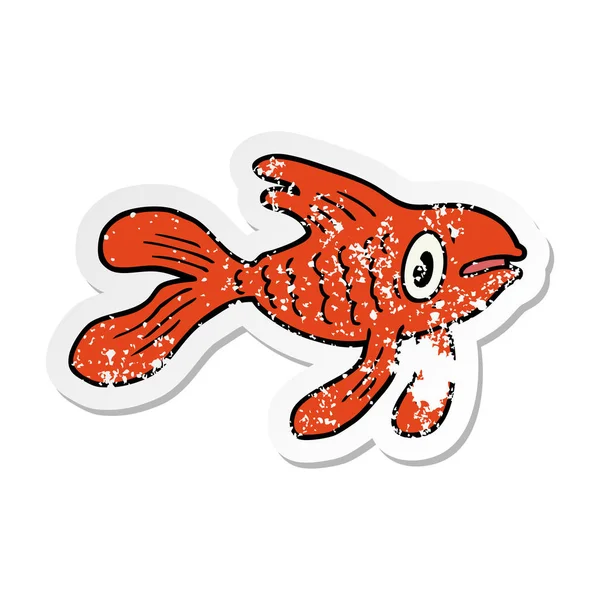 Etiqueta Angustiada Peixe Desenho Animado —  Vetores de Stock