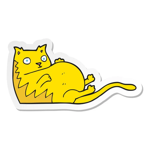 Piirretyn lihavan kissan tarra — vektorikuva