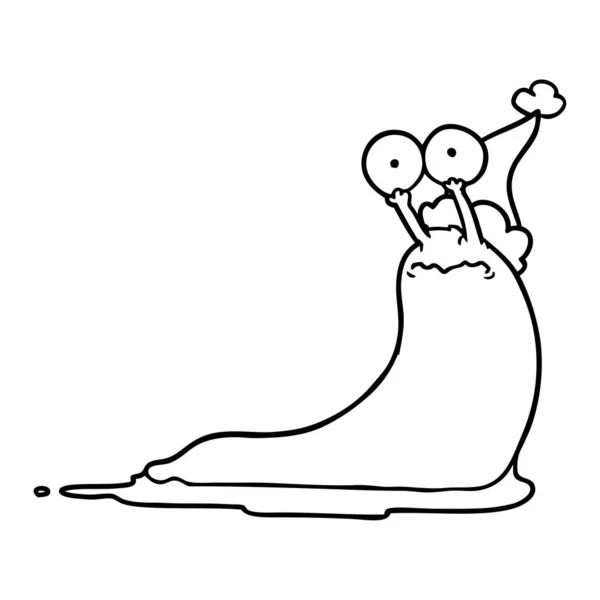 Línea de dibujo de una babosa con sombrero de santa — Vector de stock