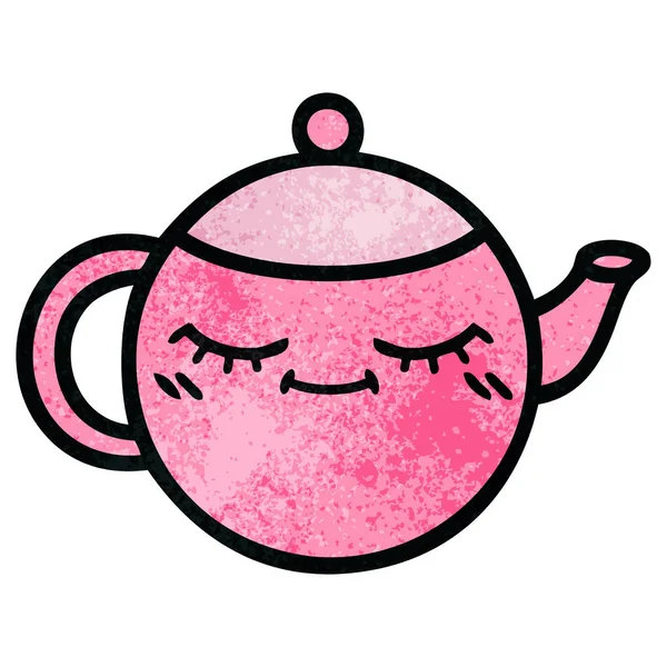 Ретро гранж текстура мультфильм чайник — стоковый вектор
