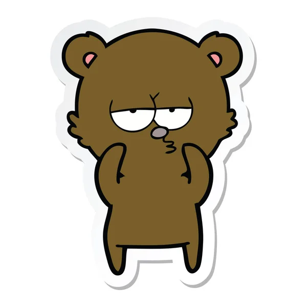 Sticker van een verveeld bear cartoon — Stockvector