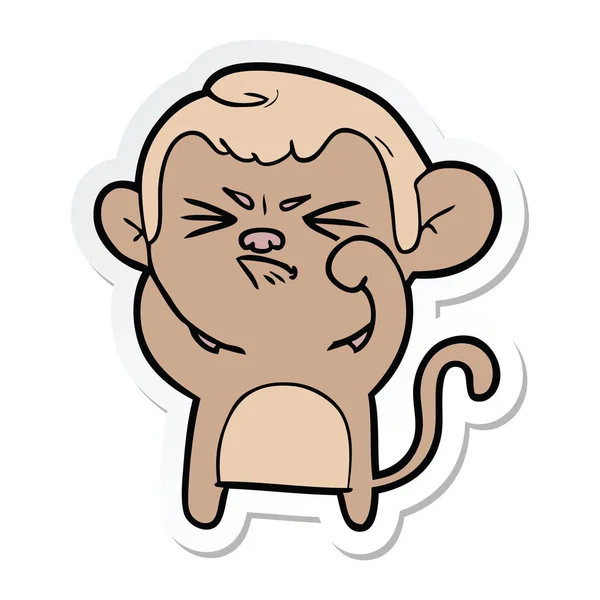 Adesivo Una Scimmia Arrabbiata Cartone Animato — Vettoriale Stock