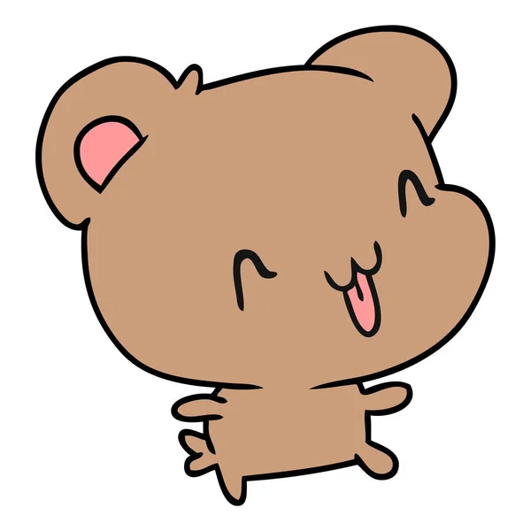 Desenho Animado Ilustração Kawaii Bonito Feliz Urso — Vetor de Stock