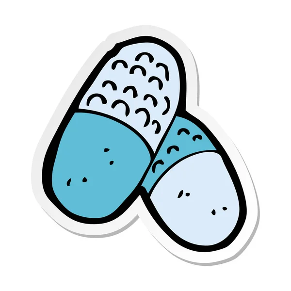 Autocollant d'un dessin animé pilules médicales — Image vectorielle