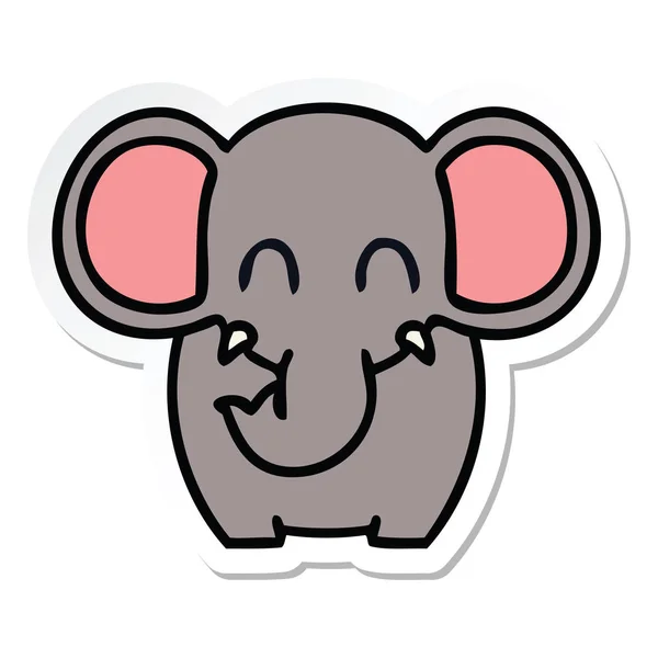 Pegatina Elefante Dibujos Animados Dibujado Mano Peculiar — Vector de stock