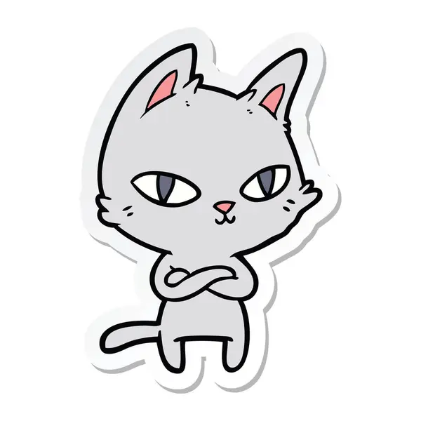 Sticker of a cartoon cat staring — Stock Vector