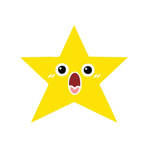 Plat couleur rétro dessin animé étoile d'or — Image vectorielle