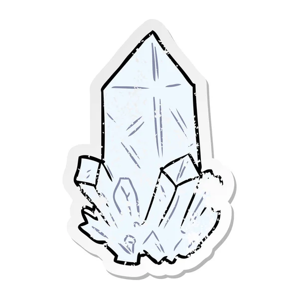 Distressed Sticker Cartoon Quartz Crystal — Stock Vector