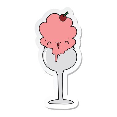 sevimli çizgi dondurma çöl etiket