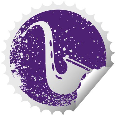 sıkıntılı dairesel peeling etiket simge müzik saksafon