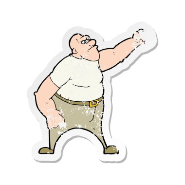 bir çizgi film kızgın adam Retro sıkıntılı etiket