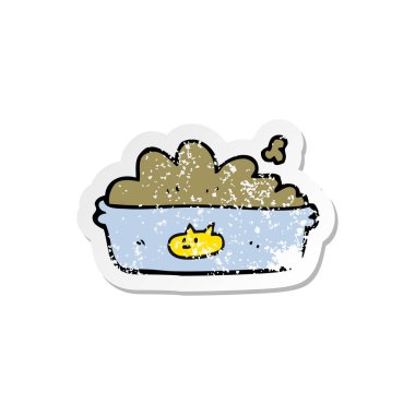 Retro sıkıntılı etiket bir karikatür kedi maması