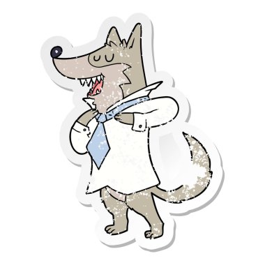 bir çizgi film office kurt giyiniyor sıkıntılı etiket