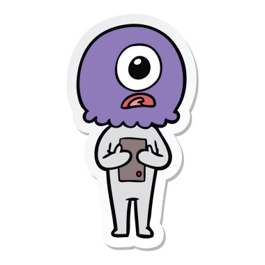 bir çizgi film Tepegöz uzaylı uzaylı etiket