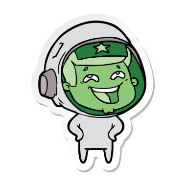 bir çizgi film gülen astronotun etiket
