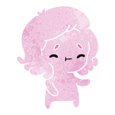 bir kawaii sevimli hayaletin Retro çizgi film illüstrasyon