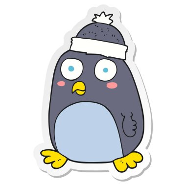 etiket bir karikatür penguen