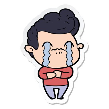 ağlayan bir çizgi film adamın etiket