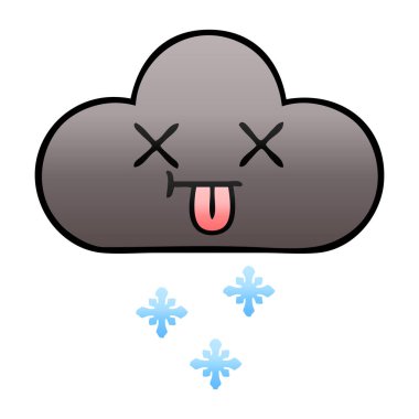 Degrade gölgeli karikatür fırtına kar bulutu