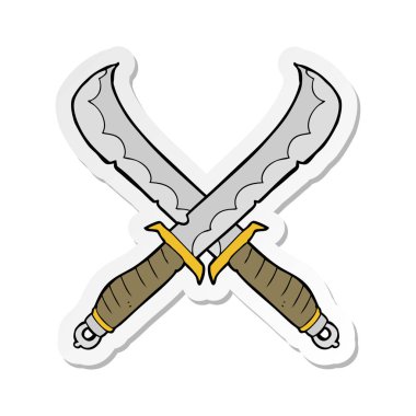 etiket bir çarpı işareti karikatür kılıç