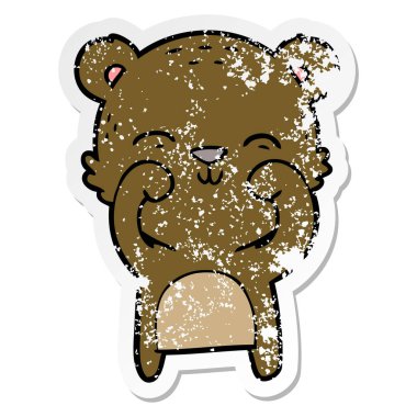 mutlu karikatür ayı sıkıntılı etiket