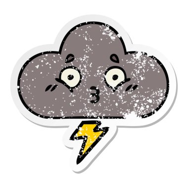 sevimli çizgi fırtına bulutu sıkıntılı etiket