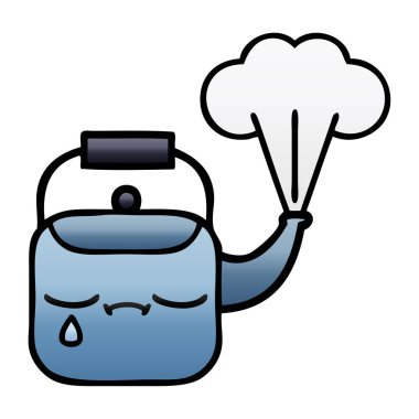 Degrade gölgeli karikatür buharlı su ısıtıcısı